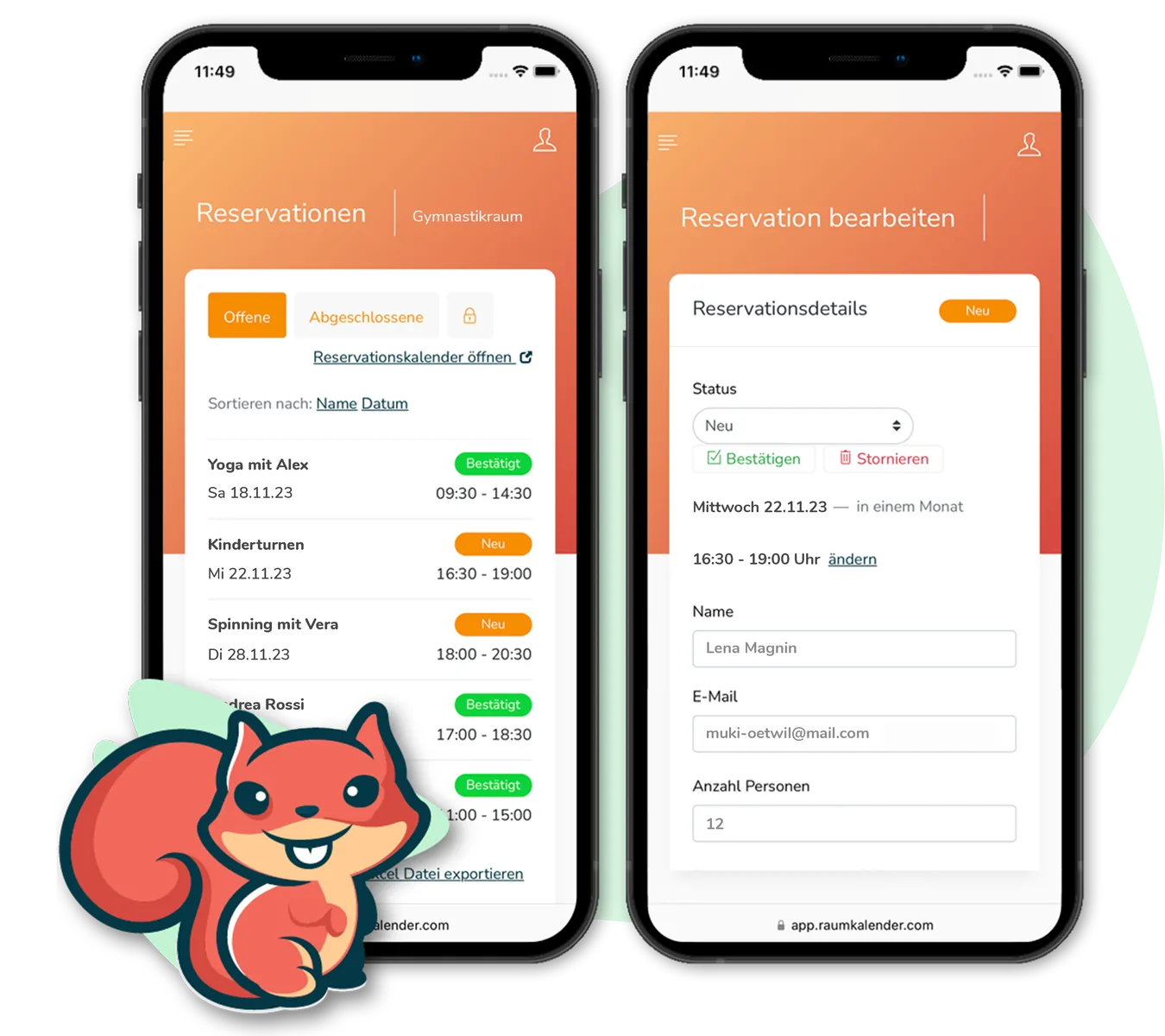 Screenshot Buchungskalender Screenshot auf dem Desktop und auf dem Mobile.